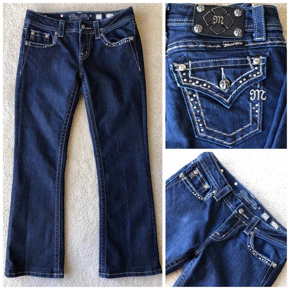 Miss Me Dark Blue Studded Boot Cut Jeans